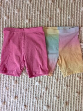 Girls' Pink & Pastel Rainbow Bike Shorts - 2-Pack-size 7/8